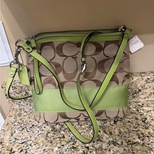 Coach Green and Brown Crossbody Bag
